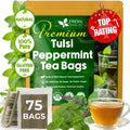 FreshDrinkUS, Premium Tulsi Peppermint Herbal Tea – 75 Bags, 100% Nature. Made with Natural Material. No Sugar, Vegan.