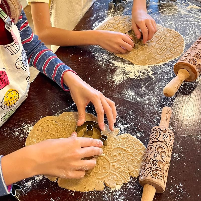 SAKURA TREE Embossing Rolling Pin with Blooming Sakura Flowers Pattern. Dough and Clay Roller for Embossed Cookies Fondant Pottery. Cookie and Ceramic Stamp. Backing Gifts for Women by Algis Crafts