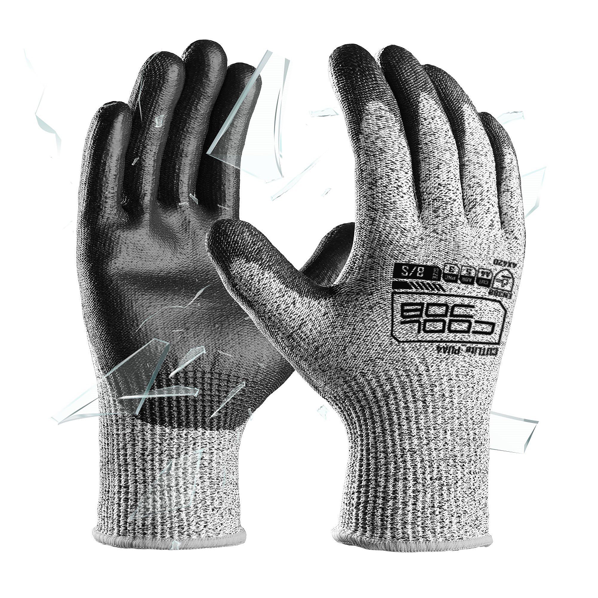 COOLJOB 120 Pairs A4 PU Cut Resistant Safety Work Gloves with Grip, L