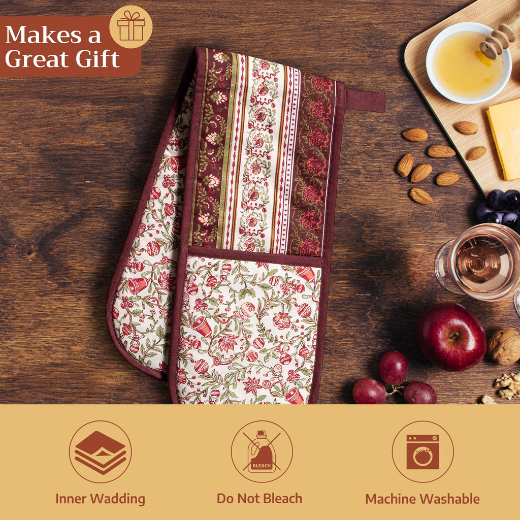 Maison d' Hermine Double Oven Mitts 100% Cotton Double Oven Glove (7"x35")