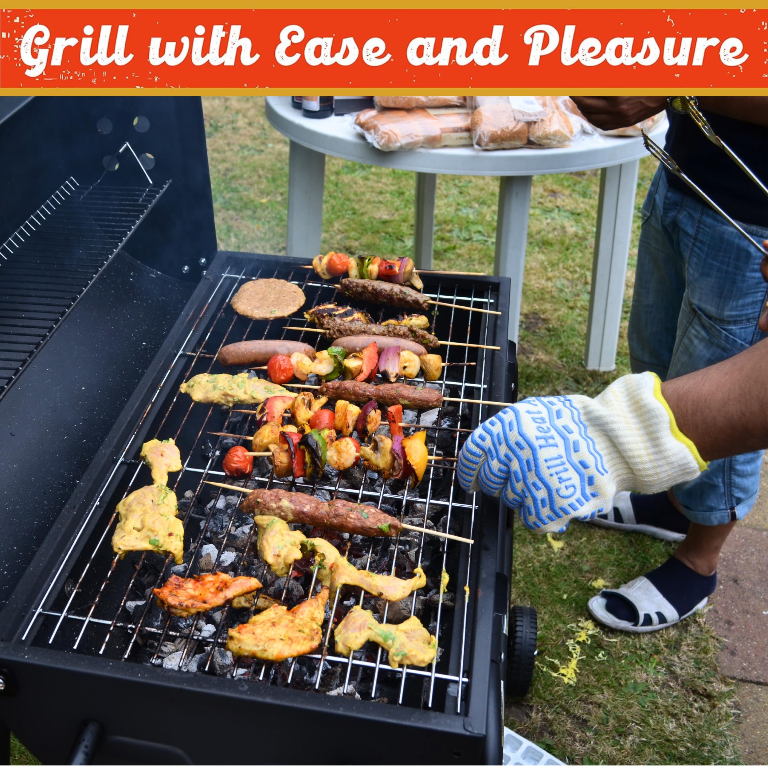 GRILL HEAT AID Grill Gloves Heat Proof for Men Grilling BBQ Heat Resistant Gloves