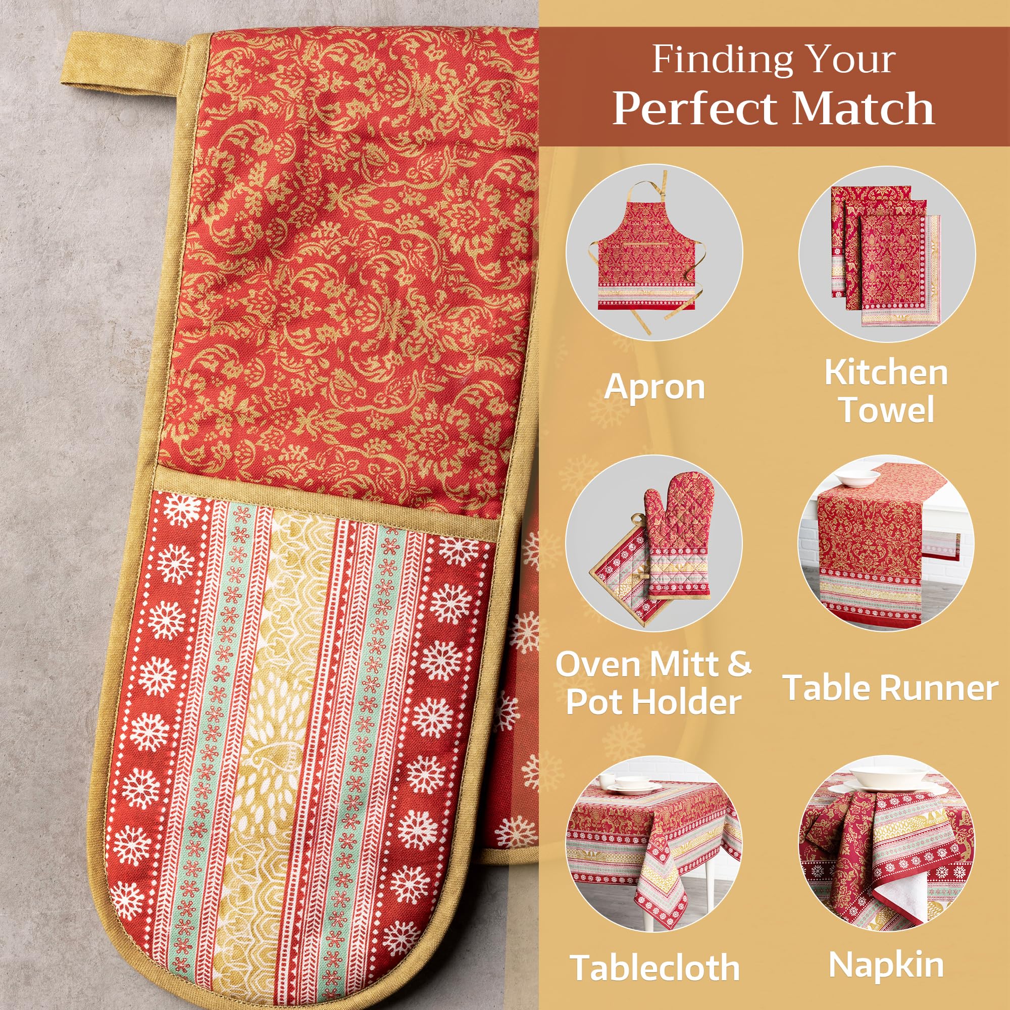 Maison d' Hermine Double Oven Mitts 100% Cotton Double Oven Glove (7"x35")
