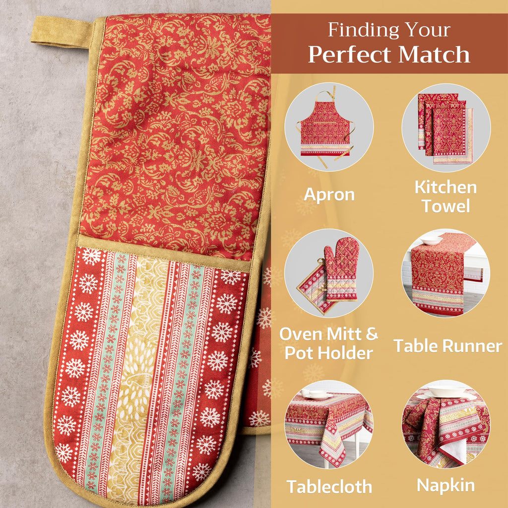 Maison d' Hermine Double Oven Mitts 100% Cotton Double Oven Glove (7"x35")