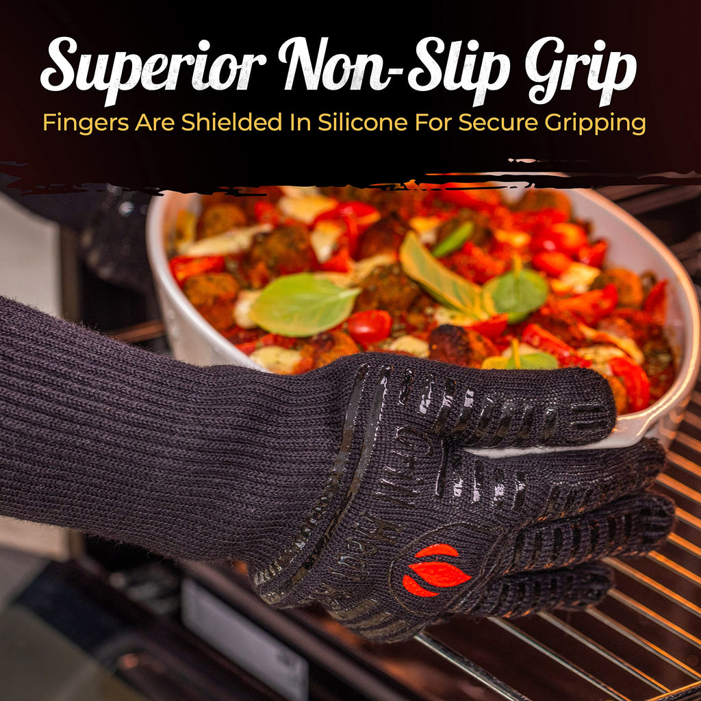 GRILL HEAT AID Grill Gloves Heat Proof for Men Grilling BBQ Heat Resistant Gloves