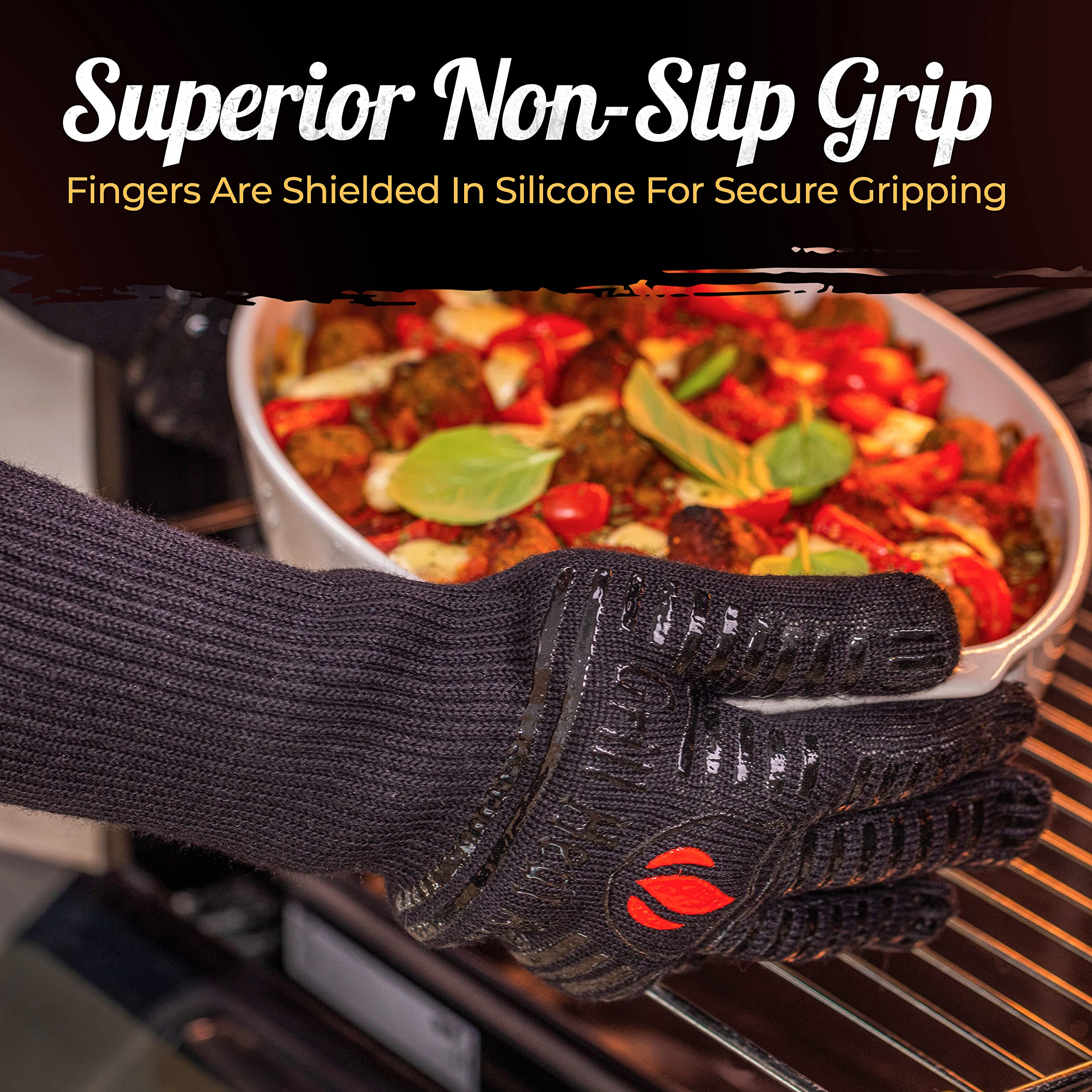 GRILL HEAT AID Grill Gloves Heat Proof for Men Grilling BBQ Heat Resistant Gloves