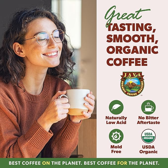 Low Acid Organic Coffee – Whole Bean, Mold-Free & Stomach Friendly by Java Planet, Papua New Guinea Single Origin Coffee, Dark Roast, Smooth Full Flavored, 5LB Bag