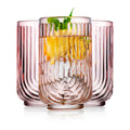 Glaver's Vintage Glassware Art Deco Glasses Ribbed Drinking Glasses U-Shape Arch Design Colored Cocktail Kitchen Tumblers Everyday Dinner Decorative Party Hand-Wash Only (Pink S/4 17oz)