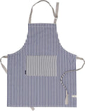 AMOUR INFINI Cotton Aprons for Women with Pockets Adjustable Strap and Waist Ties Washable Printed Aprons for Baking, Cooking, Gardening (27.5 x 33 Inches - Blue)