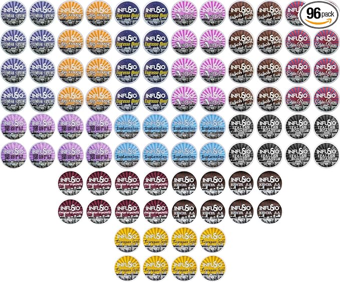 96 Count - French Roast, Single serve Coffee pods for Keurig K Cup® Brewers - InfuSio Premium Roasted Coffee (French Roast, 96 count Compatible with 2.0)……