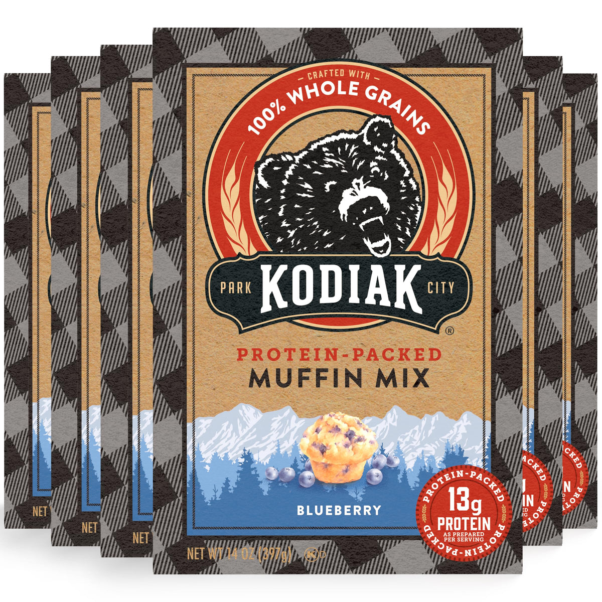 Kodiak Cakes Power Bake Muffin Mix, Double Dark Chocolate, 14 Ounce (Pack of 6)