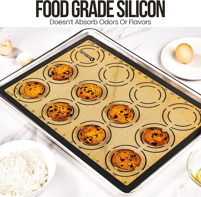 Generic Silicone Baking Mat Set of 6 - Non-Stick, Reusable, Heat Resistant, Gray Color - Perfect for Baking, Cooking, Rolling Dough, and Pastry - Easy to Clean, Durable Kitchen Mats, Multi Sizes
