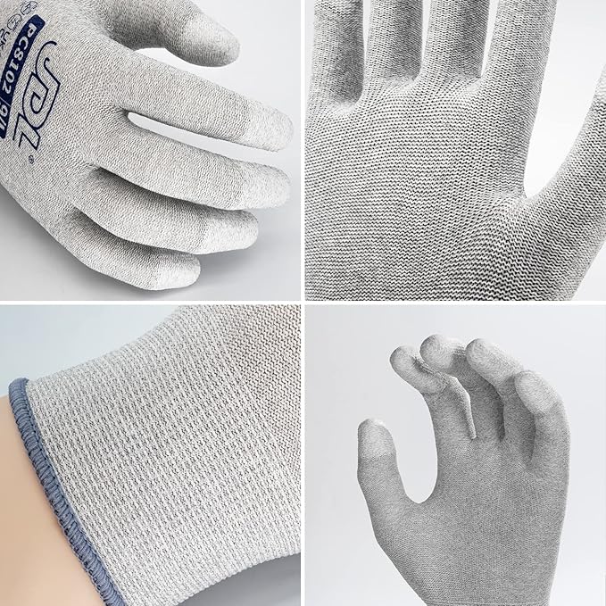 JDL ESD Work Gloves, Anti-Static Gloves for PC Building, 36 pairs, Computer Installation & Repair, High Resistance Carbon Fiber Gloves, Medium