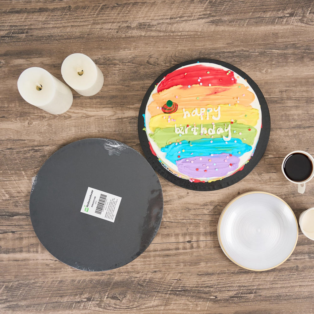 Restaurantware Round Black Cardboard Cake Drum Board, 12 in