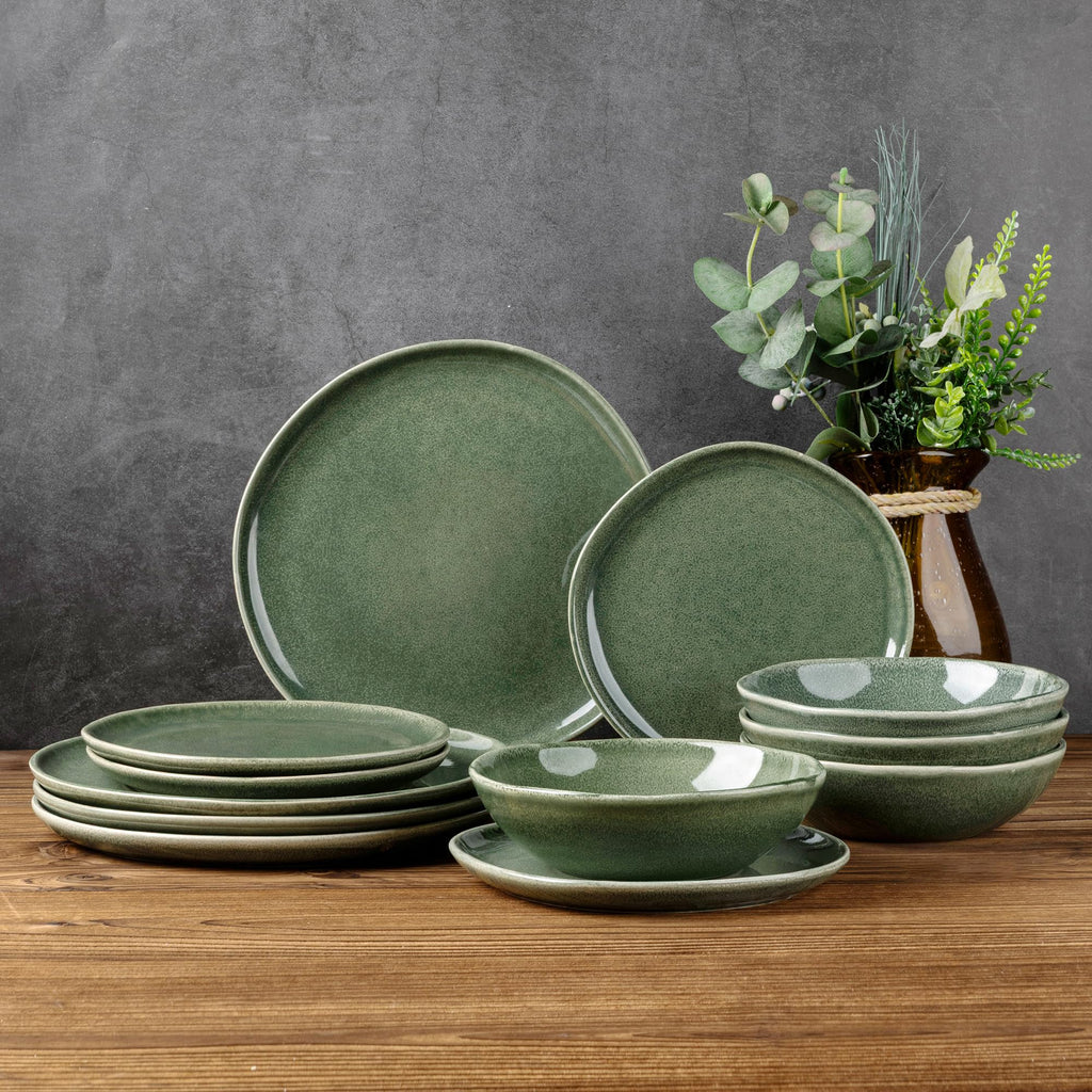 AmorArc Ceramic Dinner Plates Set of 6, 10.5 Inch Stoneware Plates Set
