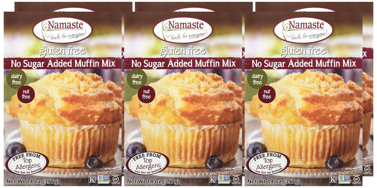 Namaste Foods, Gluten Free No Sugar Added Muffin Mix, 14-Ounce Bags (Pack of 6)