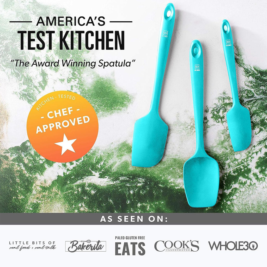 DI ORO Silicone Spatula Set - 600F Heat Resistant, 4-Pc Teal