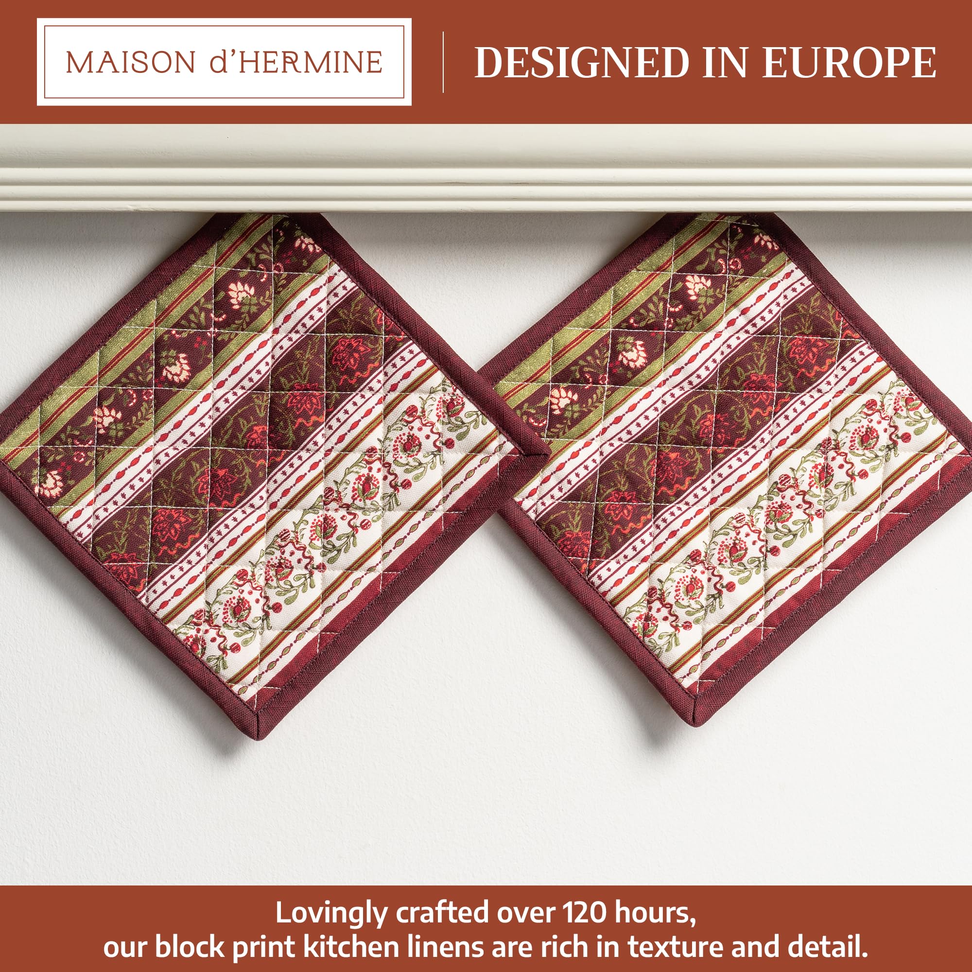Maison d' Hermine Pot Holders 100% Cotton Potholders (8" x 8", Pack of 2)