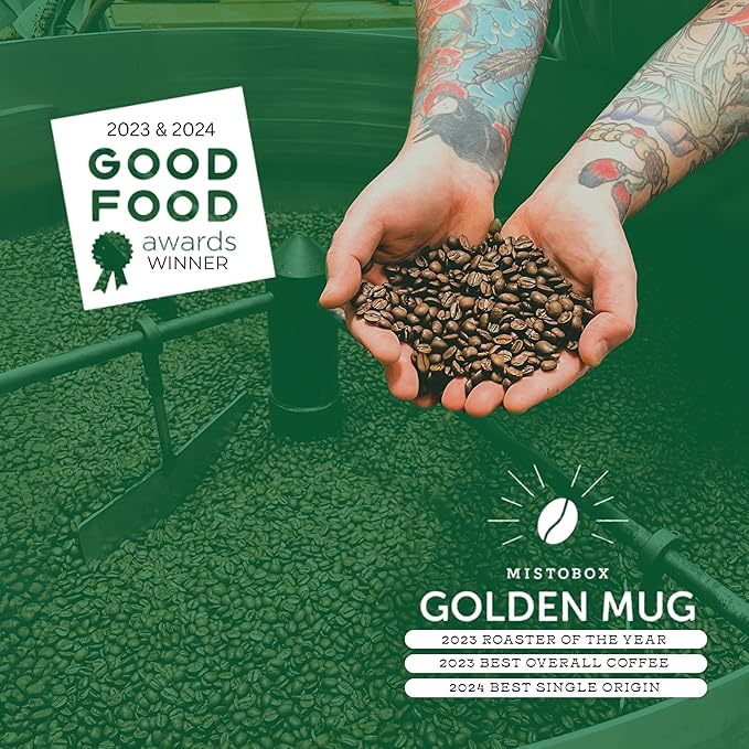 Goshen Coffee Roasters Whole Bean Black Dog Espresso Blend | Dark Roast, Espresso or Brewed | Award-Winning, Natural and Washed | Roasted Nuts, Molasses, Dark Cocoa Flavors | 12 Oz Bag