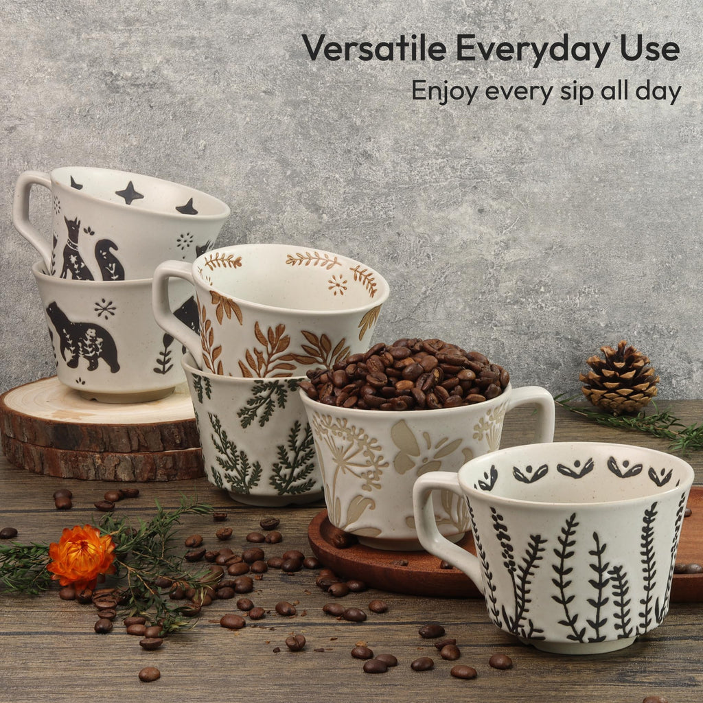LINVIA 11 oz Ceramic Coffee Mug, Stoneware Teacup with Handle