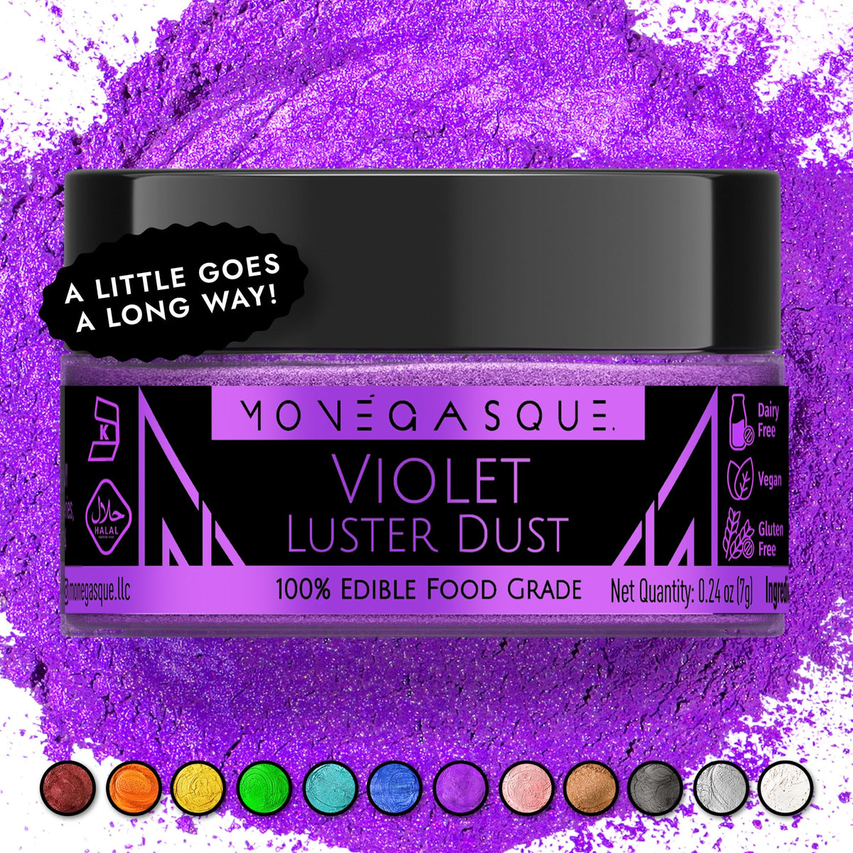 MONÉGASQUE Lavender Edible Glitter for Drinks & Cakes, Drink Glitter, 10g