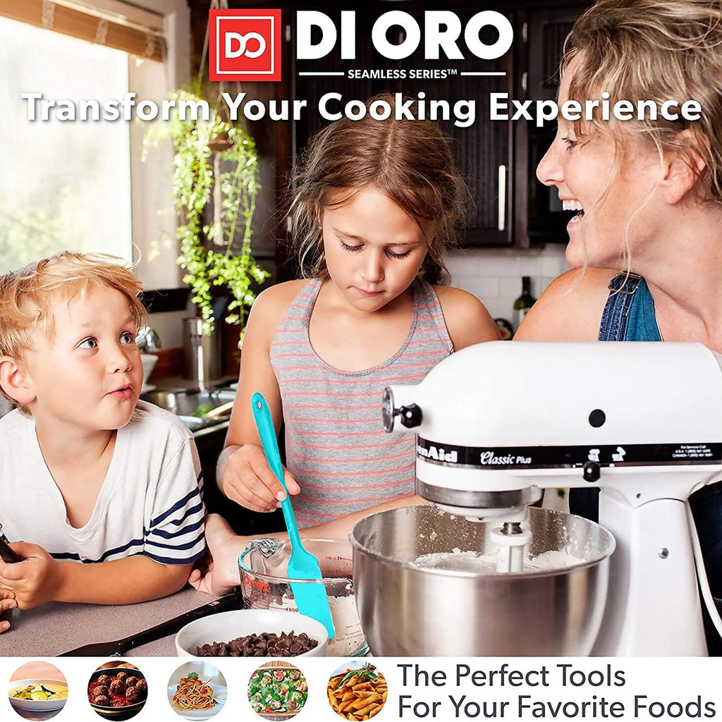 DI ORO Silicone Spatula Set - 600F Heat Resistant, 4-Pc Teal