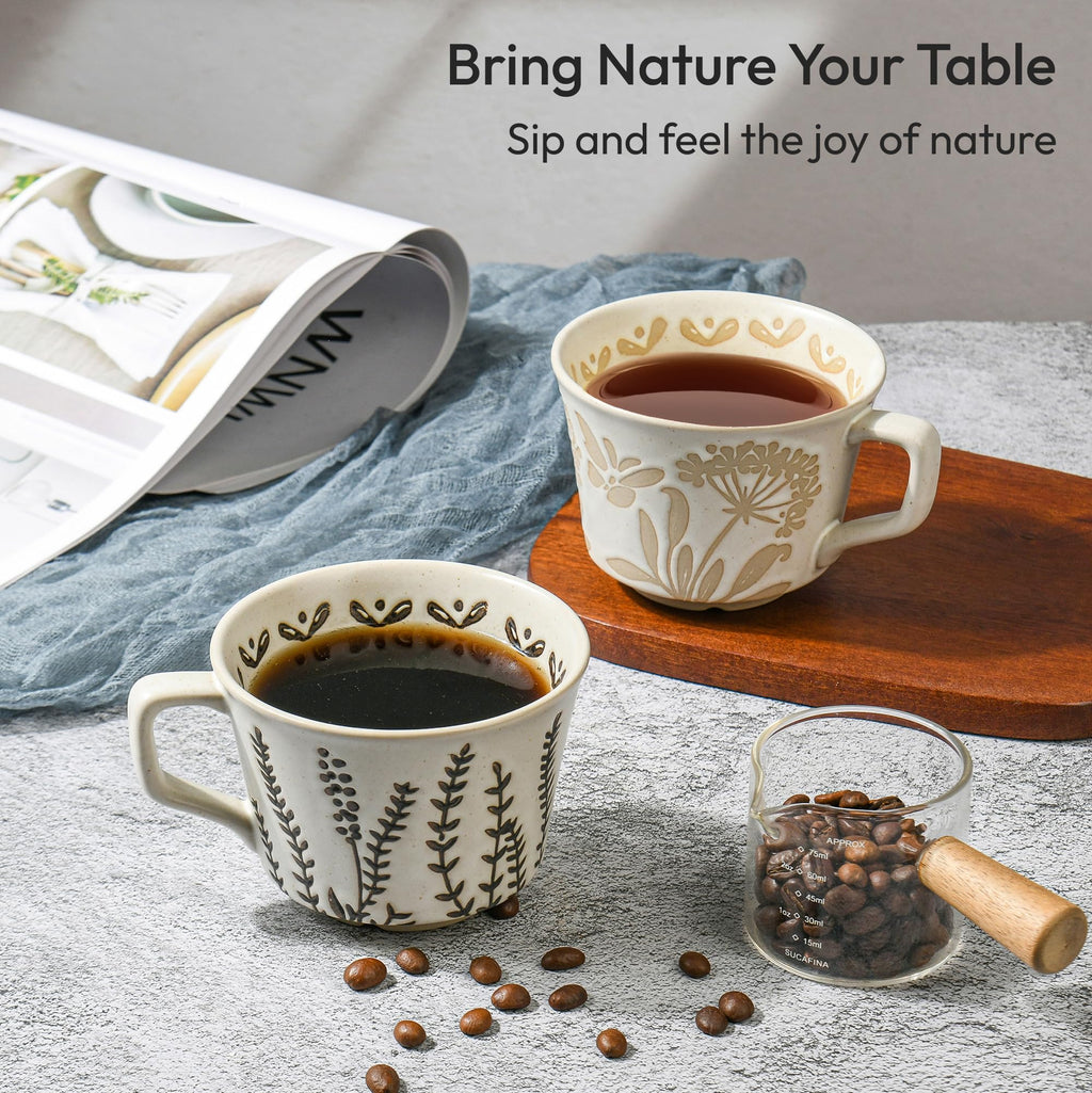 LINVIA 11 oz Ceramic Coffee Mug, Stoneware Teacup with Handle