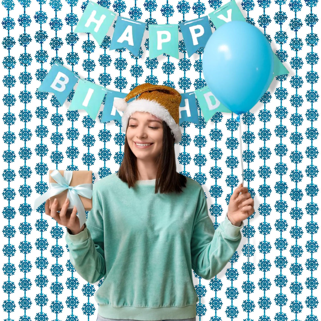 BRAVESHINE Blue Hanging Foil Fringe Snow Flakes Party Snowflake Backdrop
