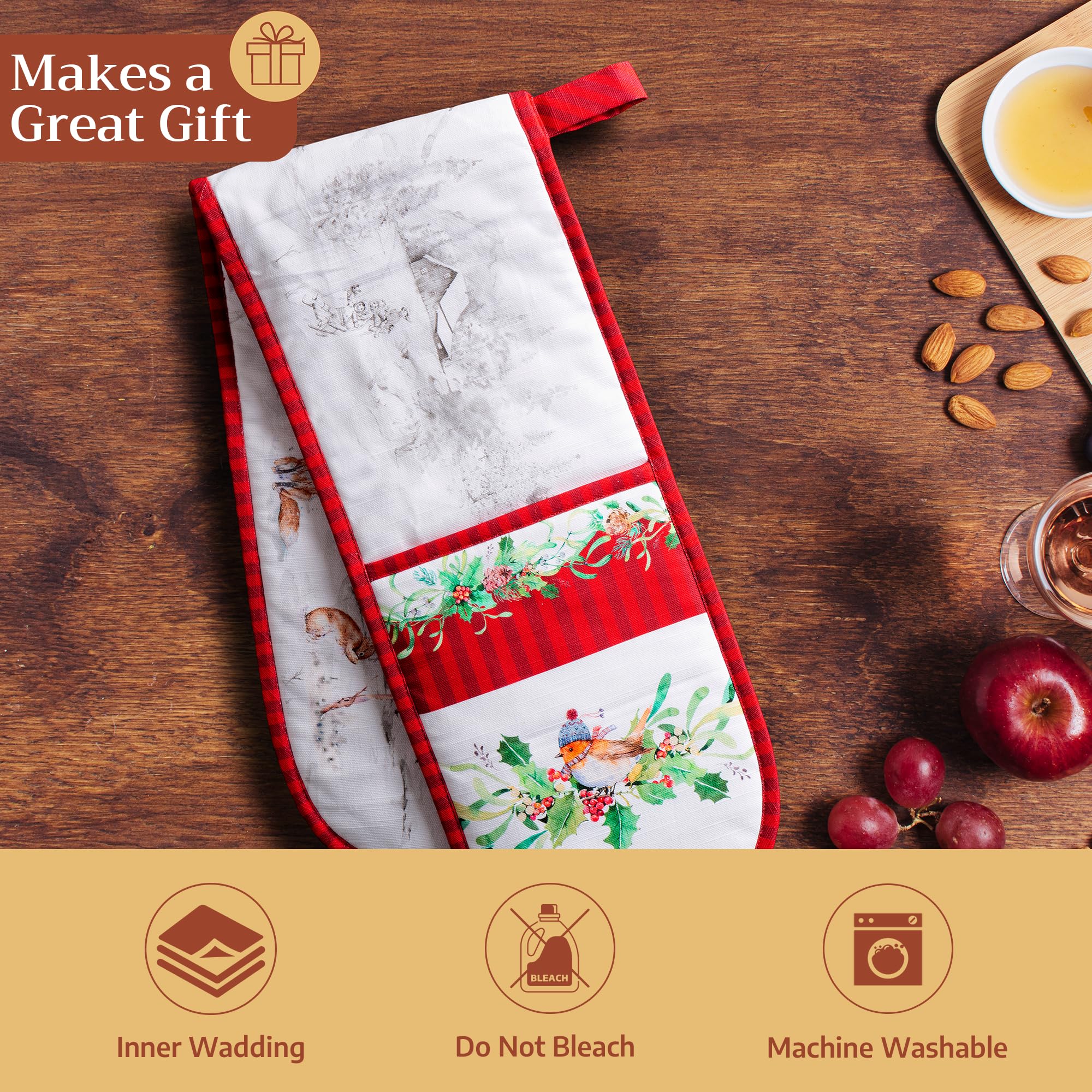 Maison d' Hermine Double Oven Mitts 100% Cotton Double Oven Glove (7"x35")