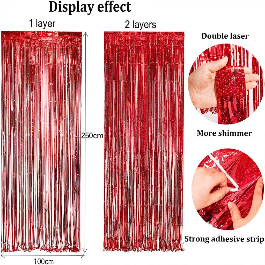 BRAVESHINE Foil Fringe Curtains | Photo Booth Party Streamers Backdrop