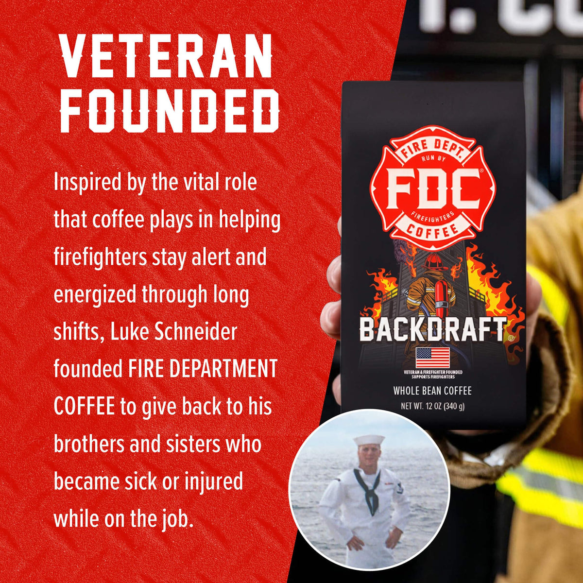 Fire Department Coffee Backdraft Espresso Whole Bean Coffee - 12 oz