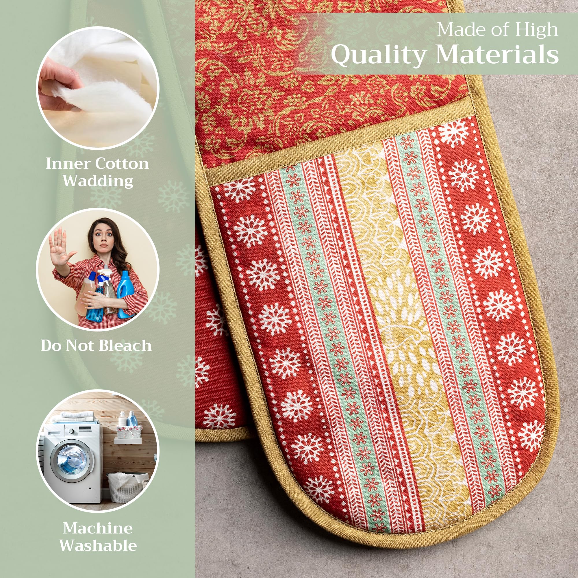 Maison d' Hermine Double Oven Mitts 100% Cotton Double Oven Glove (7"x35")