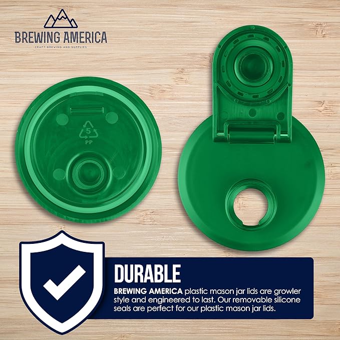 Brewing America Mason Jar Drinking Cup Pint and Half Drinking Lid and Azure 24oz Jar (2, Tractor Green)