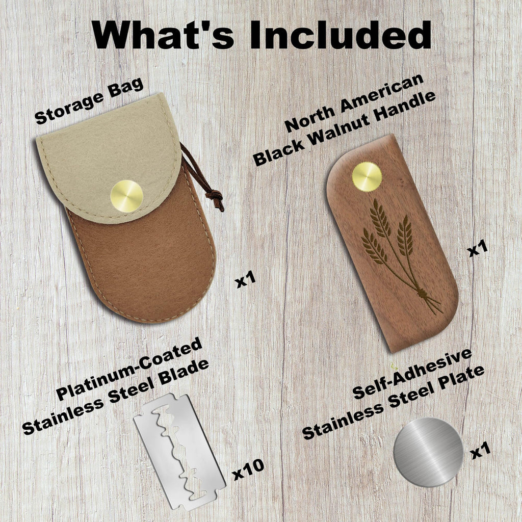 Magnetic Bread Lame Sourdough Scoring Tool Easy Scoring Knife for Bread Baking Scorer Cutter for Homemade Slashing with 10 Razor Blades - Storage Bag Included - Ergonomic Handle - Black Walnut