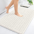 Arotive Luxury Chenille Bathroom Rug Mat, Extra Soft Thick Absorbent Shaggy Bath Rugs, Non-Slip Machine Wash Dry, Plush Bath Mats for Bathroom, Shower and Tub, 24x16, Ivory