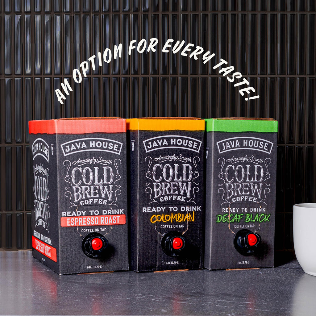 Java House Cold Brew Coffee on Tap (Pack of 2) – Premium 100% Arabica Decaf – Smooth Decaf with Chocolate & Caramel Notes – 1 Gallon Box (16 Servings) – Ready to Drink, No Caffeine, No Brewing Required, Fridge-Friendly