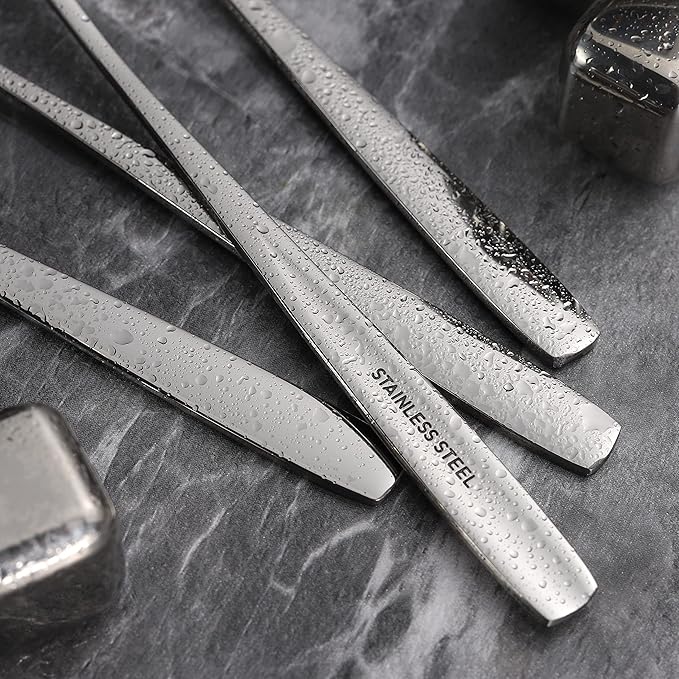 Stainless Steel Iced Tea Spoons Set of 6 Cocktail stir sticks Spoons Bar Spoon for Cold Drinks
