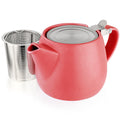 Tealyra - Pluto Porcelain Small Teapot Red - 18.2-ounce (1-2 cups) - Matte Finish - Stainless Steel Lid and Extra-Fine Infuser To Brew Loose Leaf Tea - 540ml