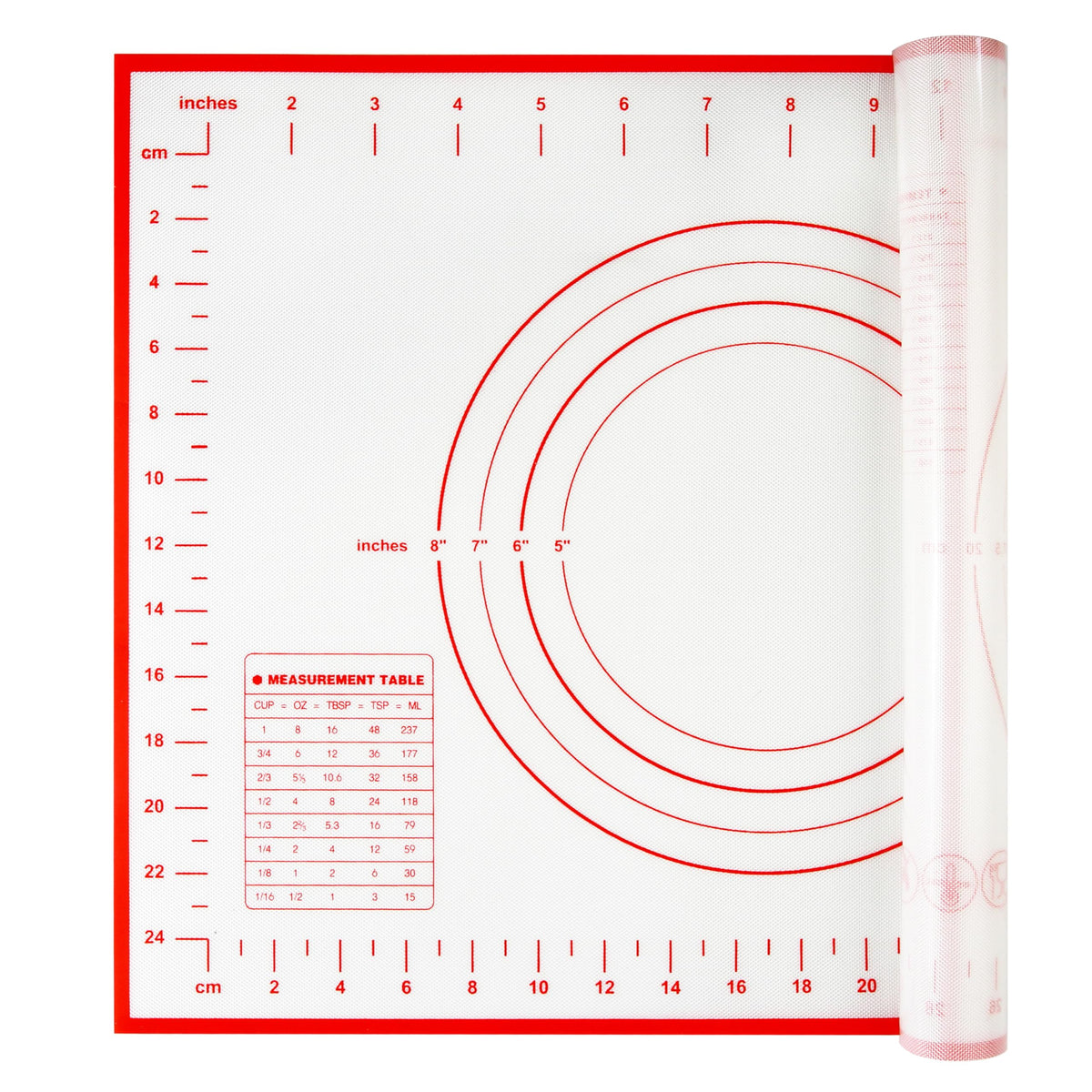 Yansumi silicone pastry non stick baking mat with measurement fondant mat with three sizes for silicone baking mat, counter mat, dough rolling mat,fondant/pie crust mat (Red, 32"L x 24"W)