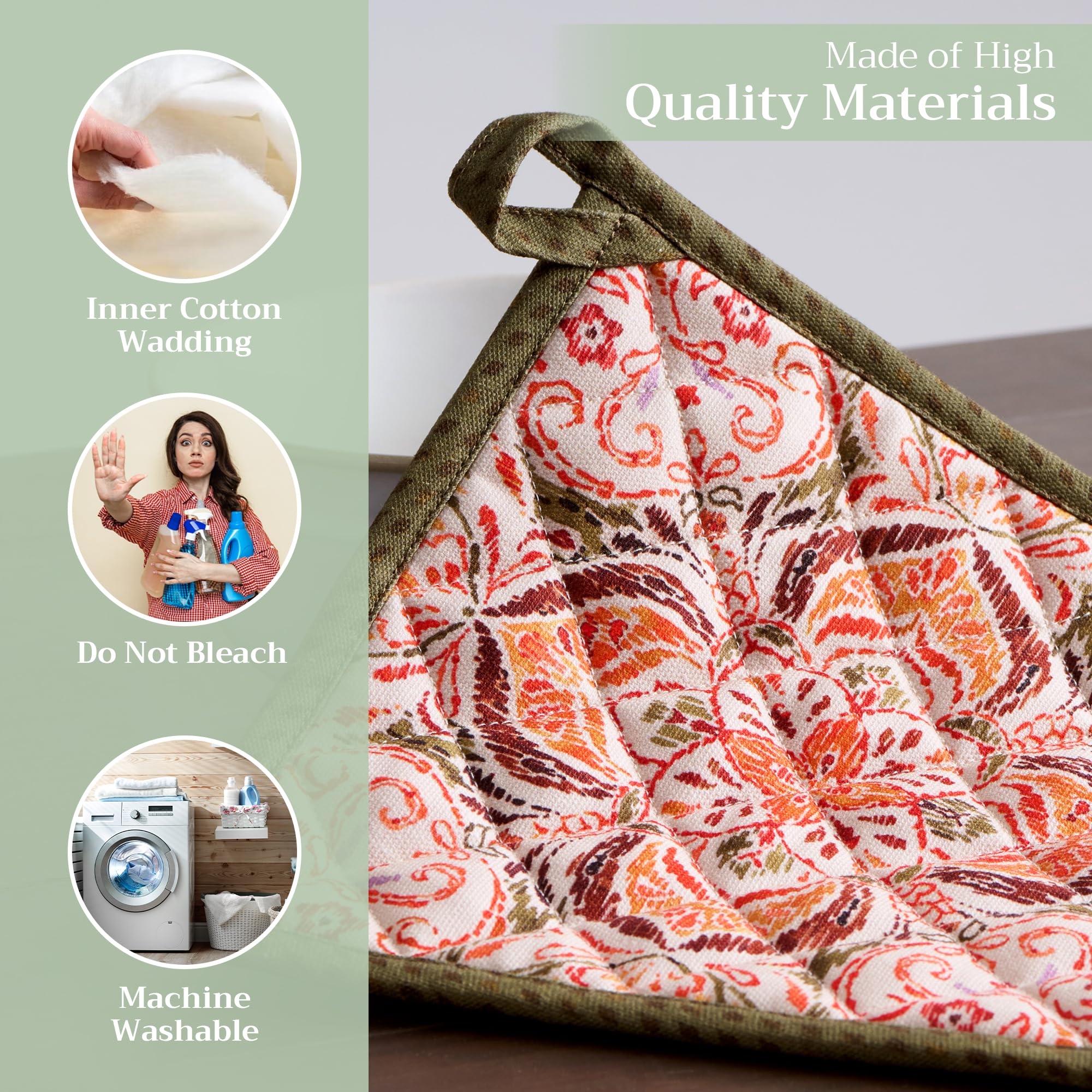 Maison d' Hermine Pot Holders 100% Cotton Potholders (8" x 8", Pack of 2)