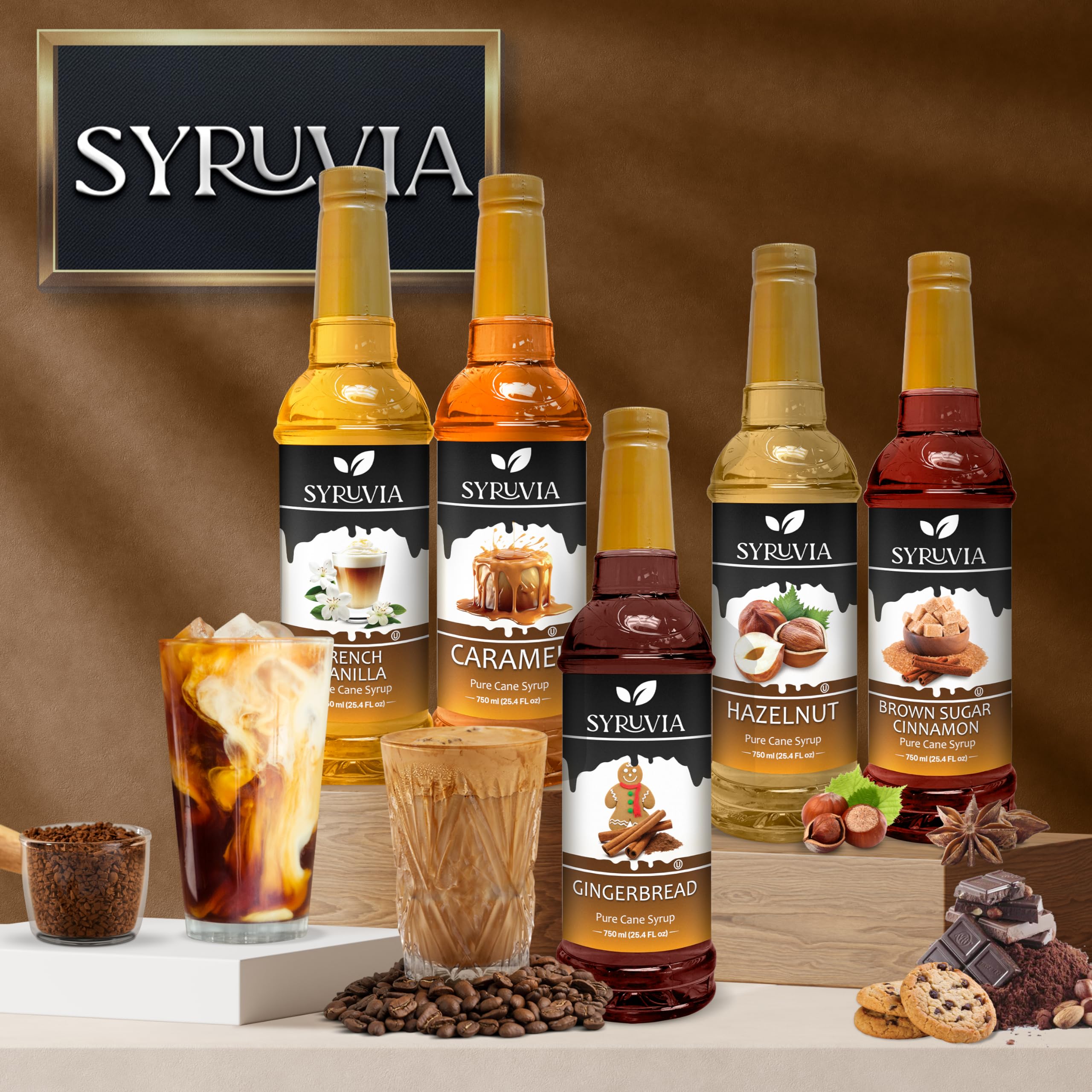 Syruvia Coffee Syrup, S'mores Flavored Syrup for Drinks, Lattes, and Desserts – 25.4 fl oz