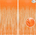 Foil Fringe Curtains Halloweens Decorations - Orange Tinsel Photo Backdrop Party Streamers for St Patricks Day, Easter, Birthdays, Fall, Pumpkin Theme, Thanksgiving, Basketball Party Decorations