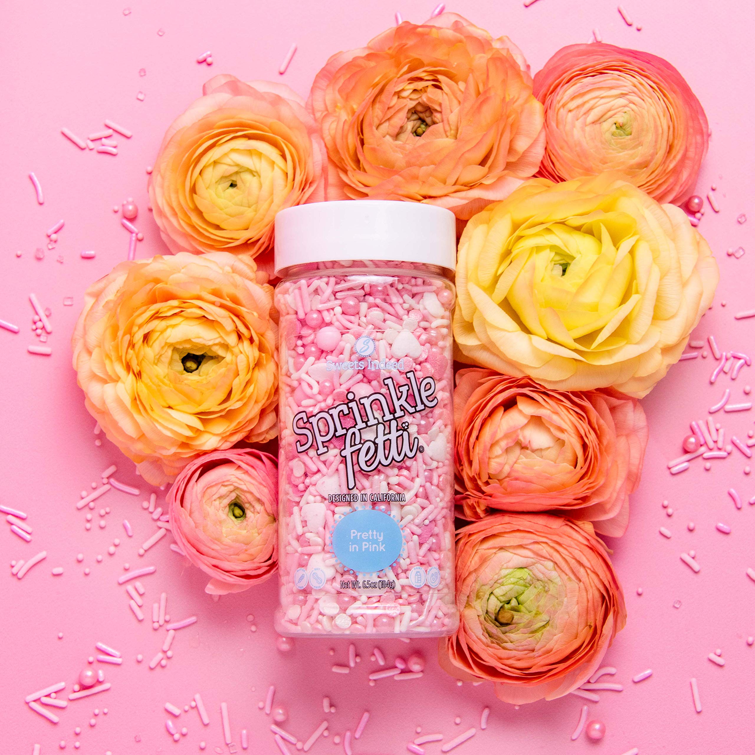 Sweets Indeed Valentines Day Heart Sprinkle Mix | Pink & White Jimmies, Sugar Pearls, Confetti Quins, Nonpareils & Heart Shapes | Baking & Decorating, 4 ounces