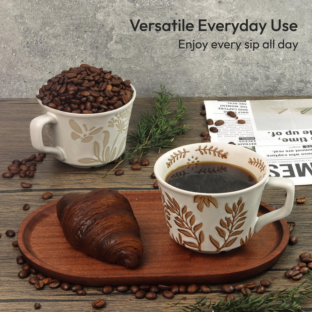 LINVIA 11 oz Ceramic Coffee Mug, Stoneware Teacup with Handle