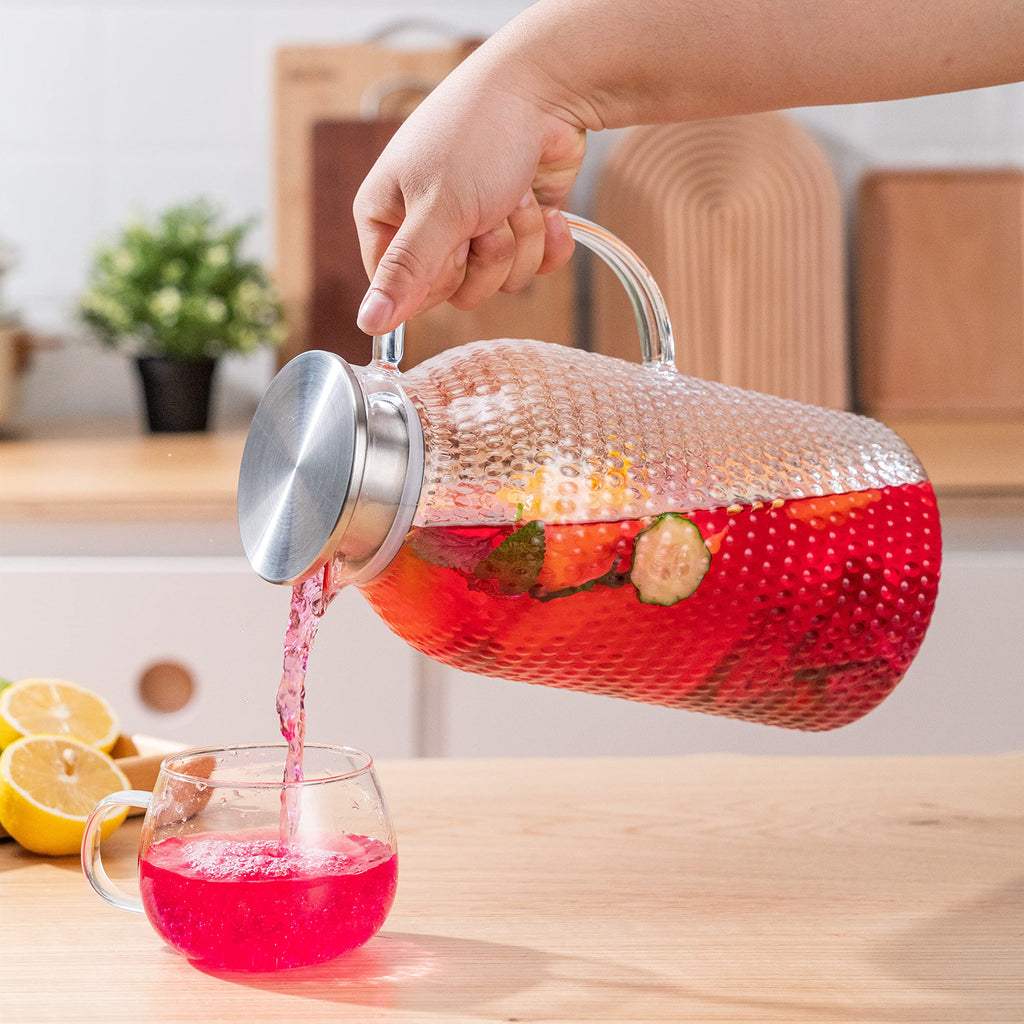 Karafu 100 Oz Borosilicate Glass Pitcher with Lid, Hot Cold Water Tea Jug