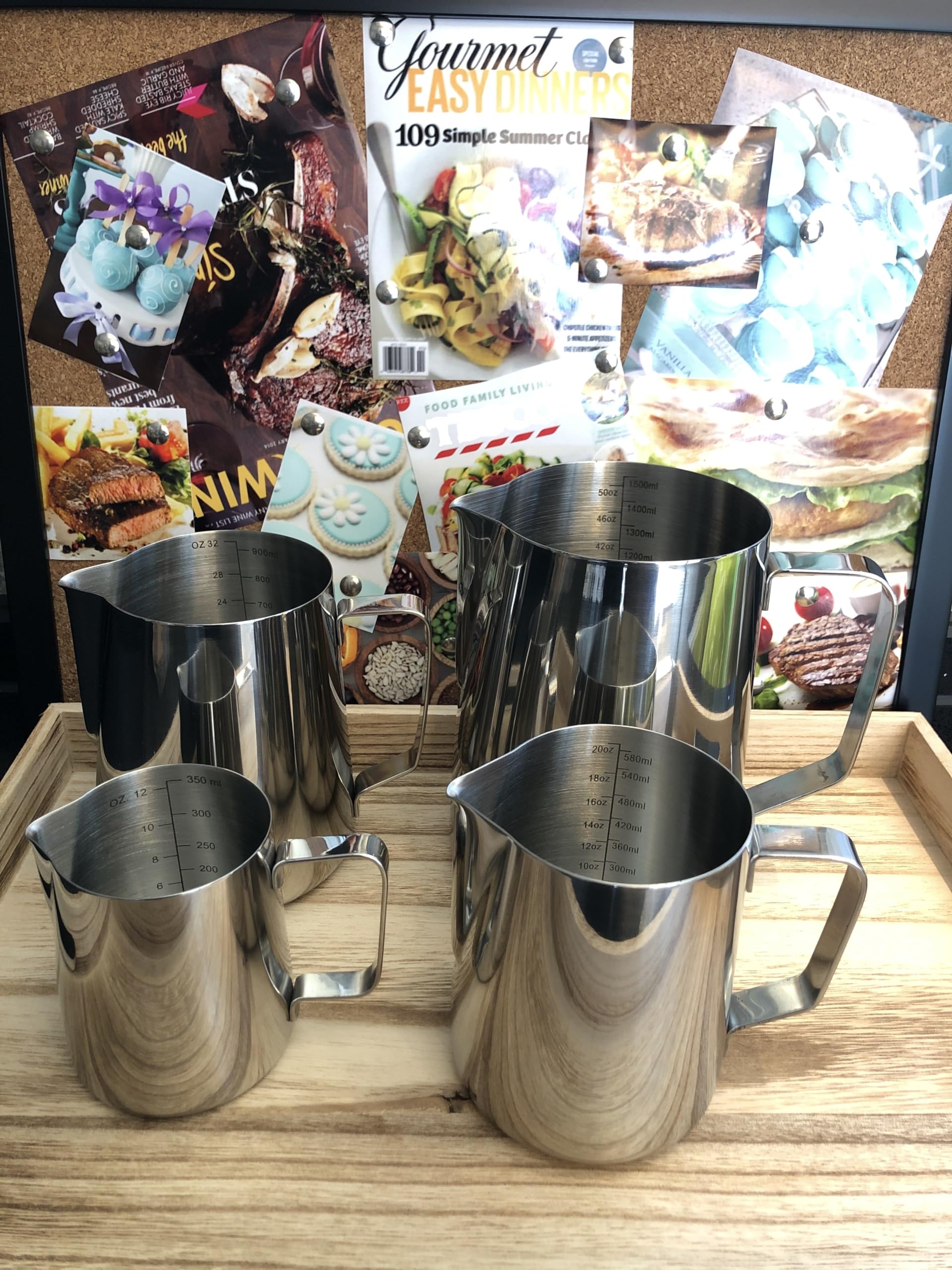 Joytata 50oz Milk Frothing Pitcher Stainless Steel Cup Double Measurement Scales Perfect for Latte Art,Espresso Maker,Cappuccino Maker-18/8 Stainless Steel Milk Frother Steaming Pitcher