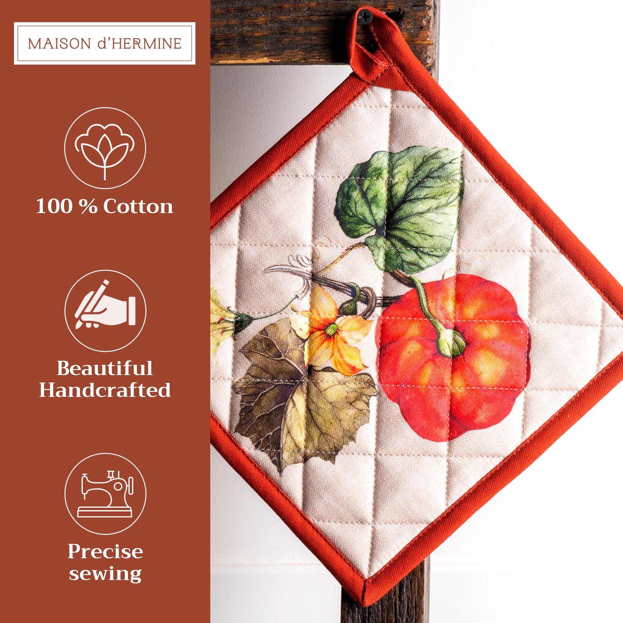 Maison d' Hermine Pot Holders 100% Cotton Potholders (8" x 8", Pack of 2)