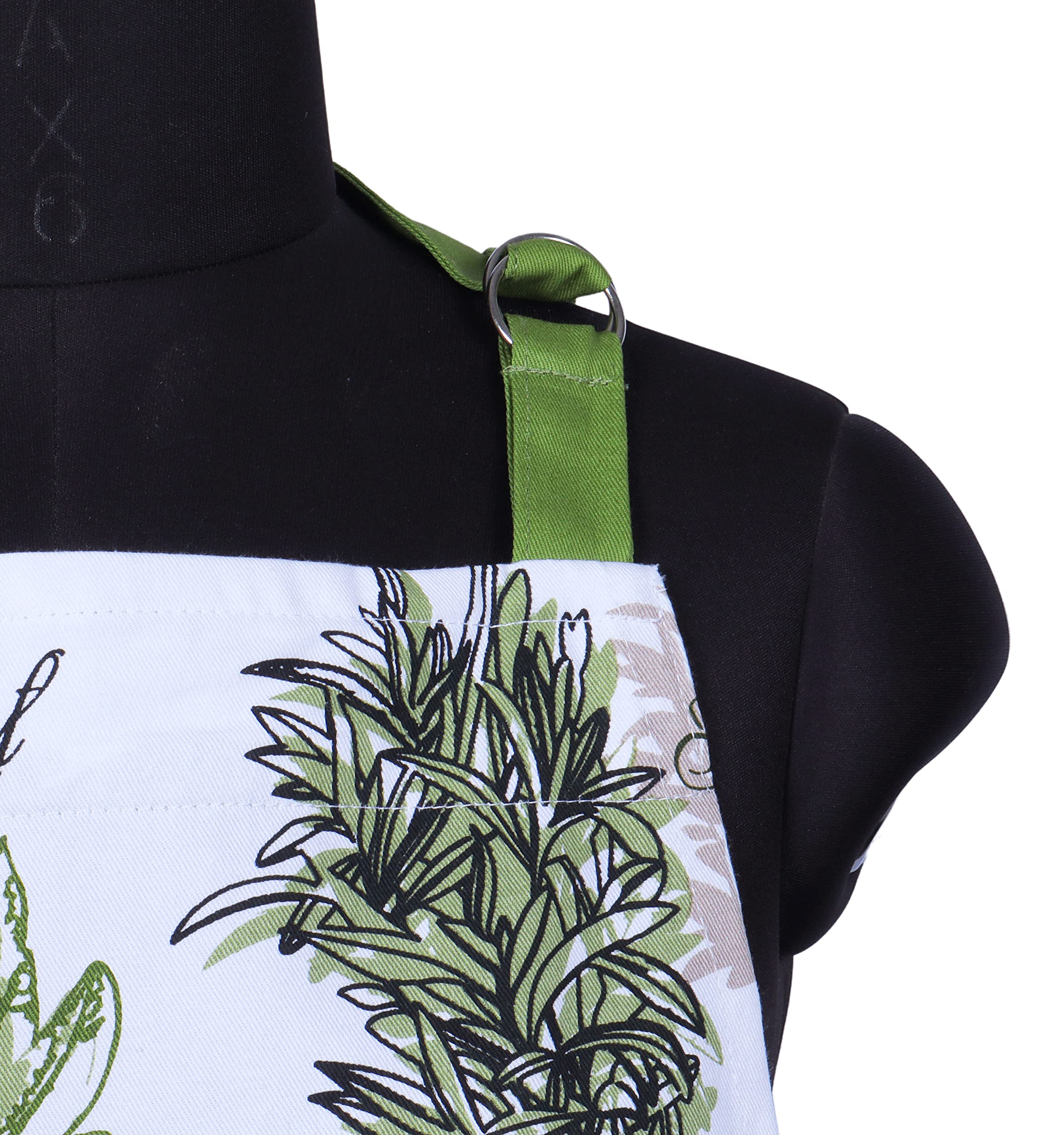 AMOUR INFINI Aprons for Women Adjustable Strap with Waist Ties Aprons for Baking, Cooking, Gardening Cotton Washable, Reusable Spring Apron (27.5 x 33 Inches - Herb Garden)