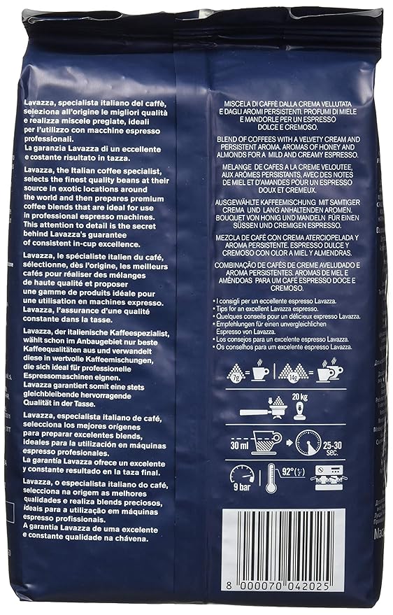 Lavazza Italian "Super Crema" Espresso Whole Bean Value Pack (3 x 2.2 lb bags)