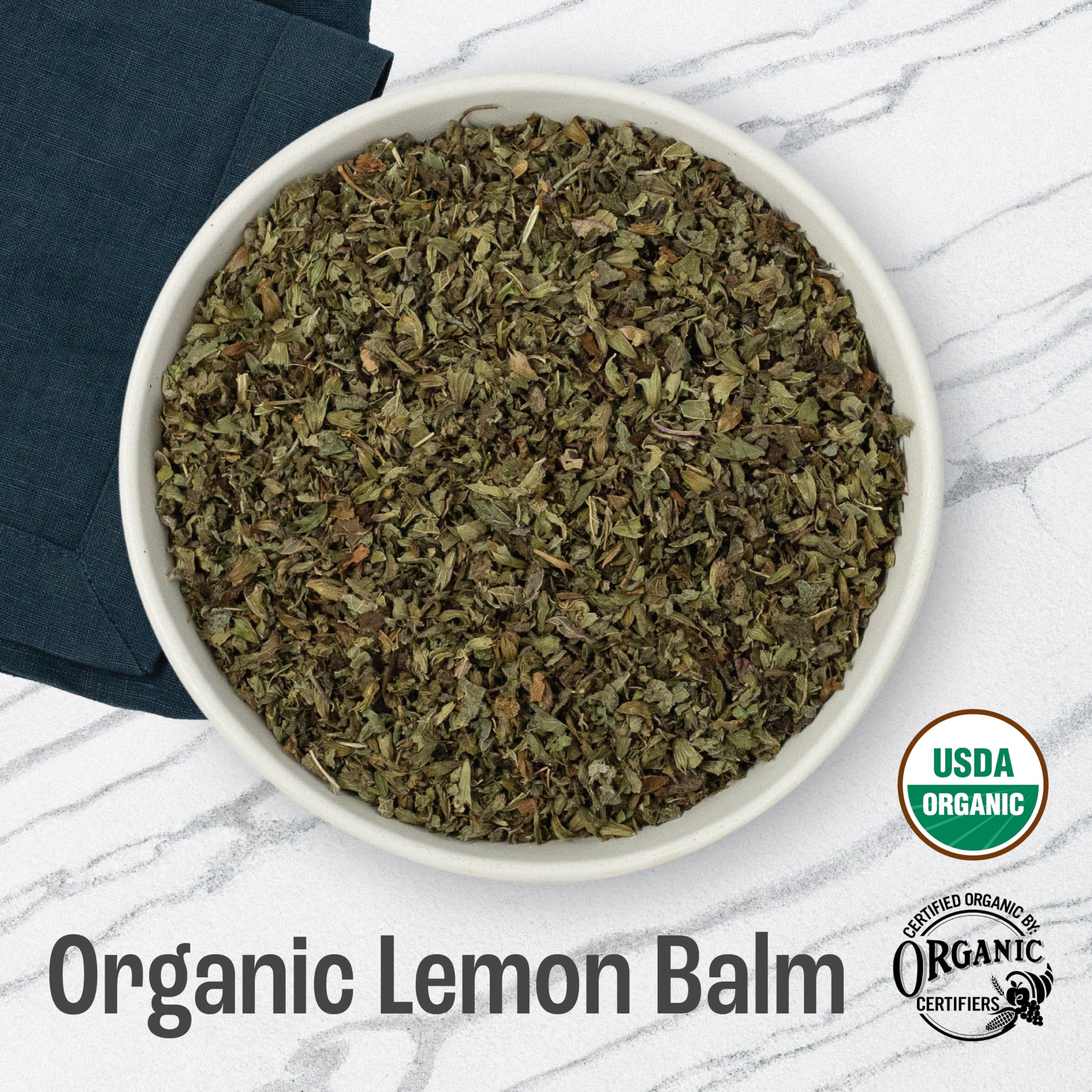J Mac Botanicals Organic Lemon Balm (4 oz), Loose Leaf Tea, Dried Lemon Balm Tea, herbal Infusion, Lemon balm leaves, melissa officinalis tea, Certified USDA Organic