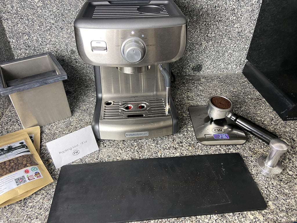 Rattleware 18 x 6-Inch Espresso Tamping Mat, Non-Slip Rubber Coffee Bar